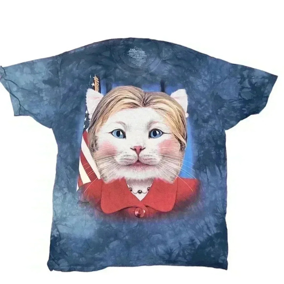 THE MOUNTAIN Hillary Clinton As A Cat T-SHIRT Tie-Dye Art President - Picture 1 of 3